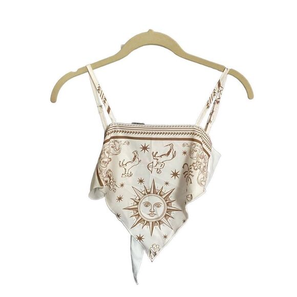 Shein ￼women’s astrology, print scarf, Tie top halter styles size XS - Picture 3 of 5